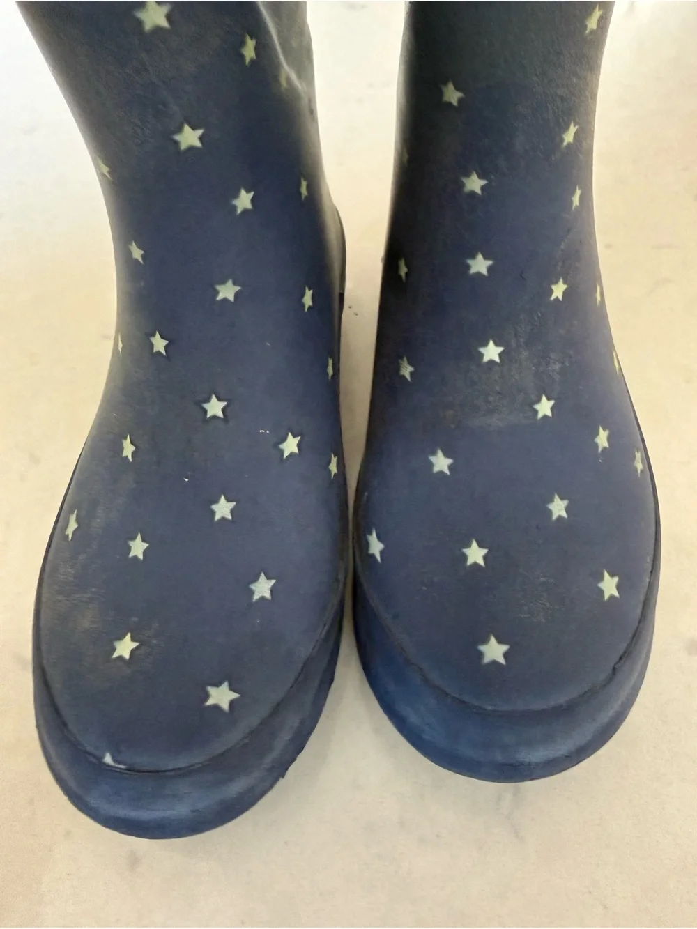 Target Kids Navy Rain Boots with Star Print and Pink Pull Tabs